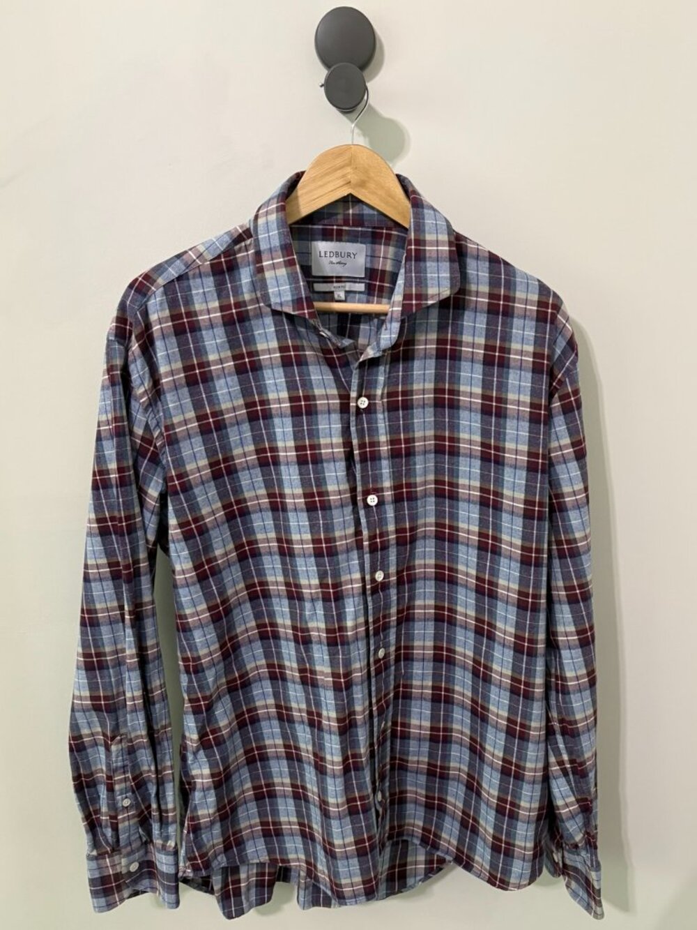 Ledbury Men's Slim Fit Dress Shirt XL Plaid Button Down EUC